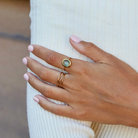 Aquamarine Krystal Guld Ring