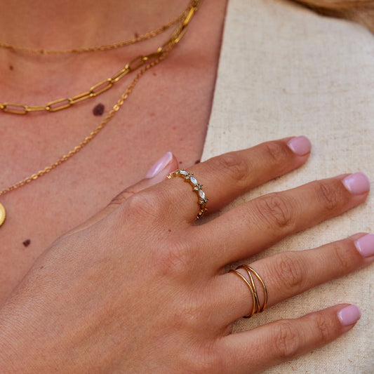 Luxe Krystal Guld Ring
