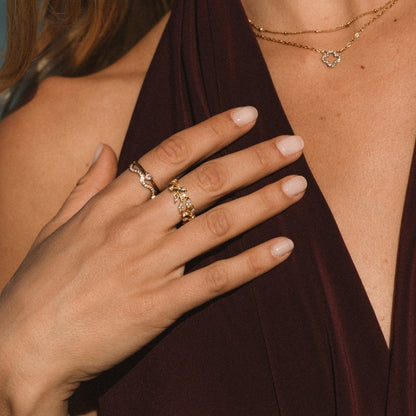 Zenya Krystal & Guld Bølge Ring