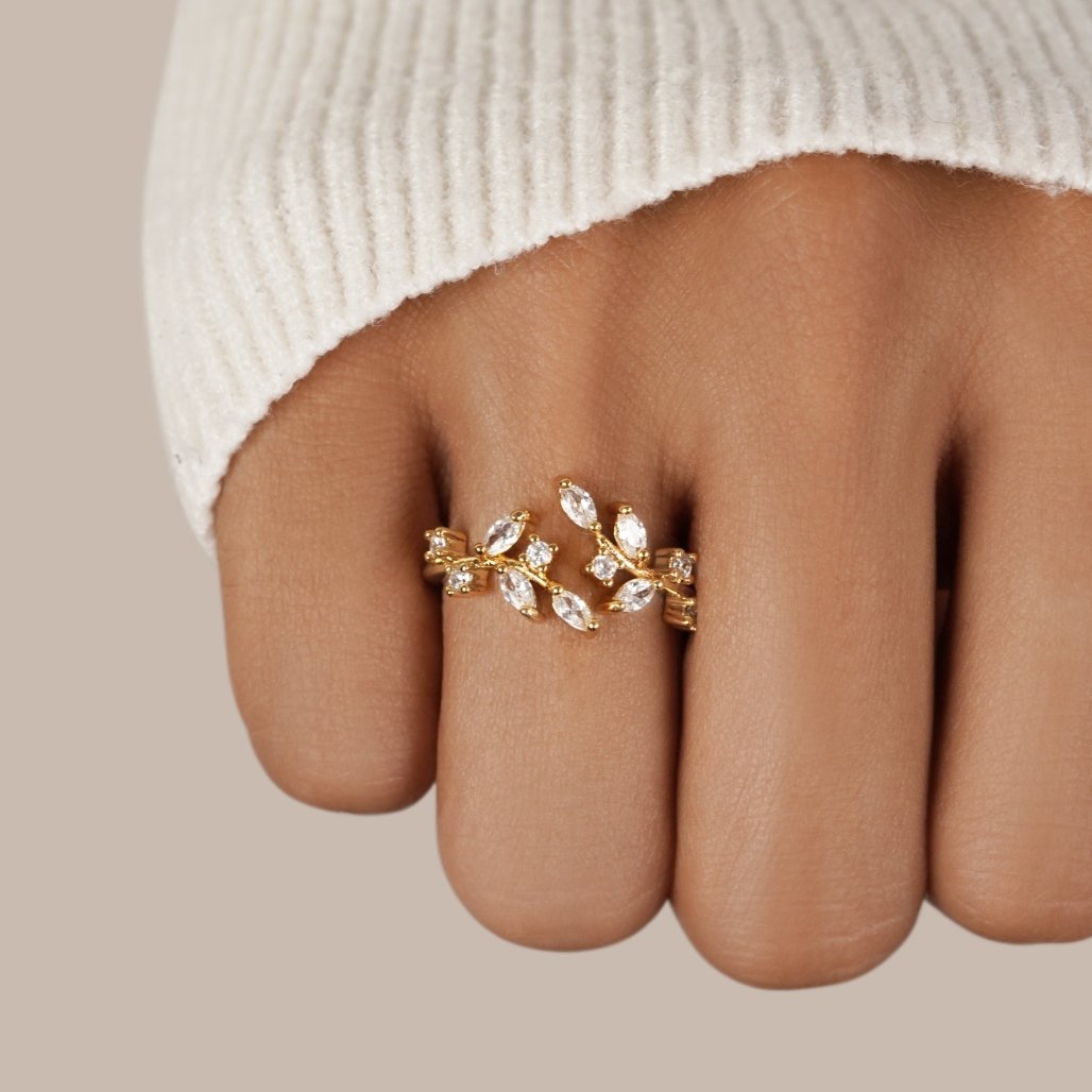 18K Guld Krystal Vinstang Ring