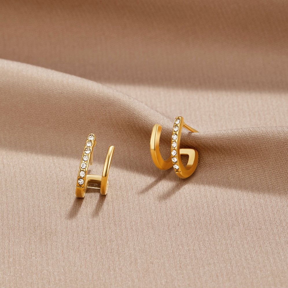 18K Guld & Krystal Klør Øreringe