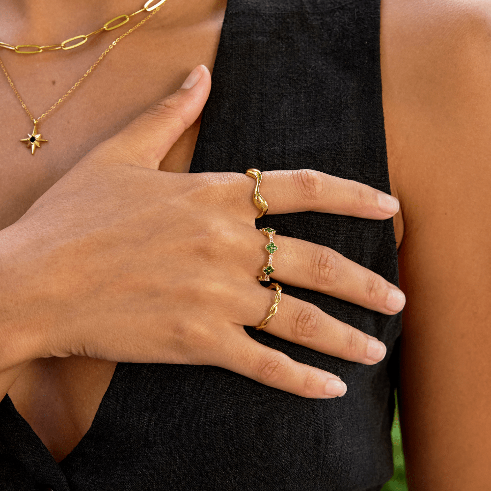 18K Guld Bølge Ring