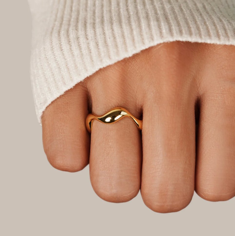 18K Guld Bølge Ring