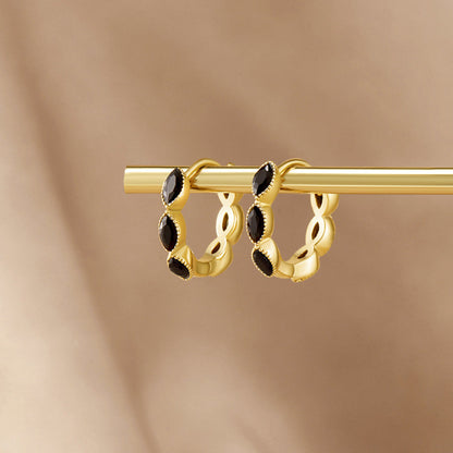 Onyx Tiny Hoop Øreringe