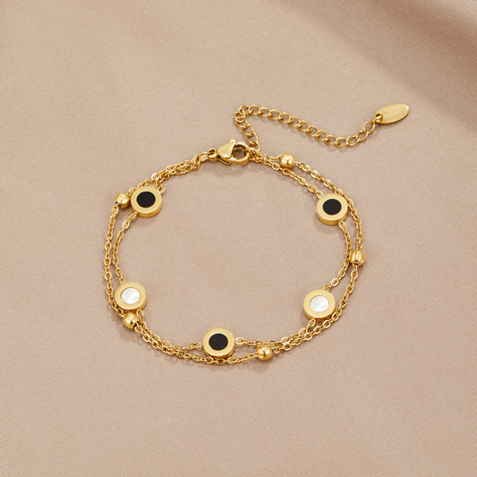 Onyx & Hvid Sten Armbånd
