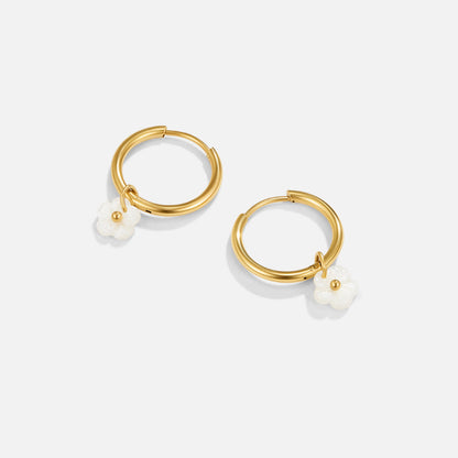 Hvide Petal Shell Hoop Øreringe