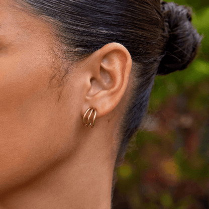 Anaya Triple Gold Hoop Øreringe