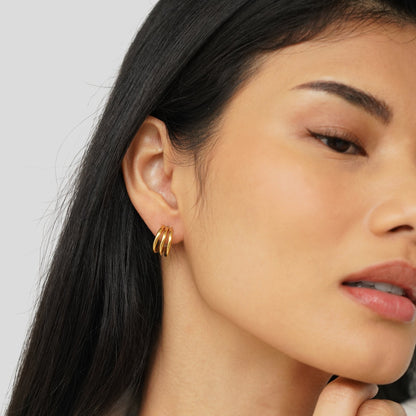Anaya Triple Gold Hoop Øreringe