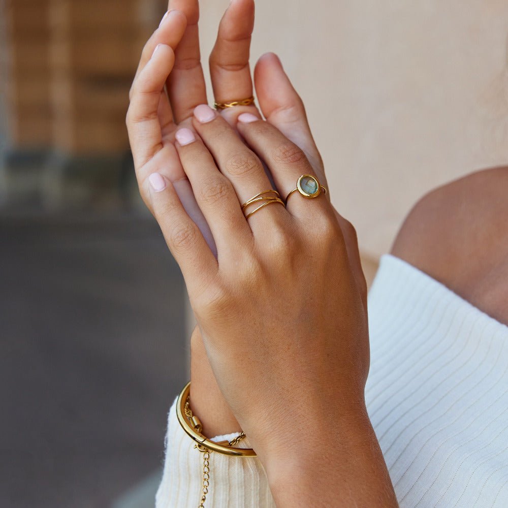 Aquamarine Krystal Guld Ring