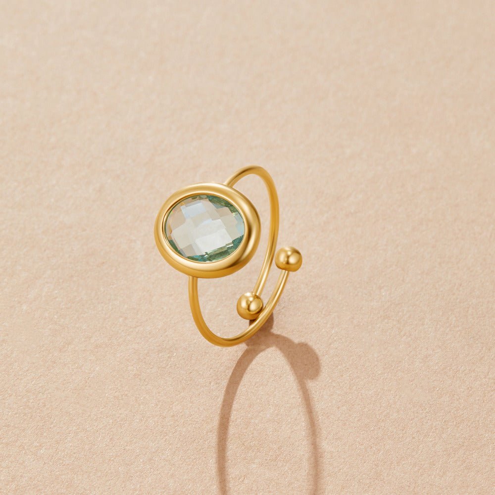 Aquamarine Krystal Guld Ring