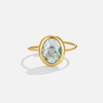 Aquamarine Krystal Guld Ring