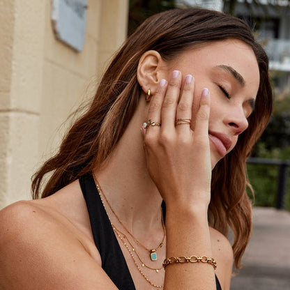 Krystal Hvid Blomst Ring Guld