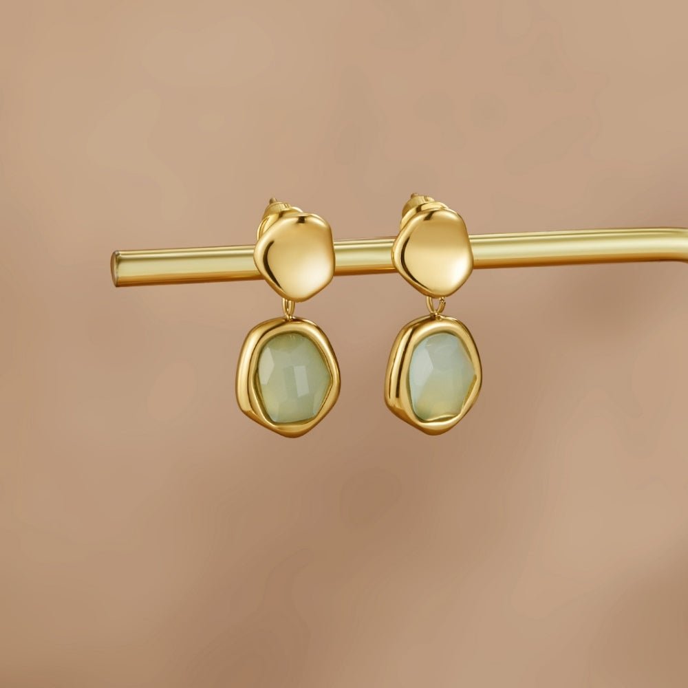 Guld Aquamarine Dobbeltøreringe