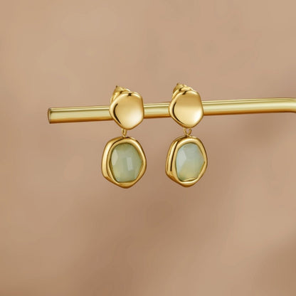 Guld Aquamarine Dobbeltøreringe