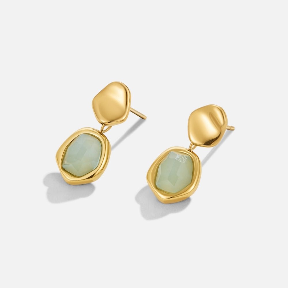 Guld Aquamarine Dobbeltøreringe