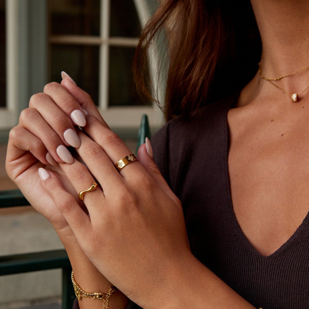 Guld Krystal Kløver Ring