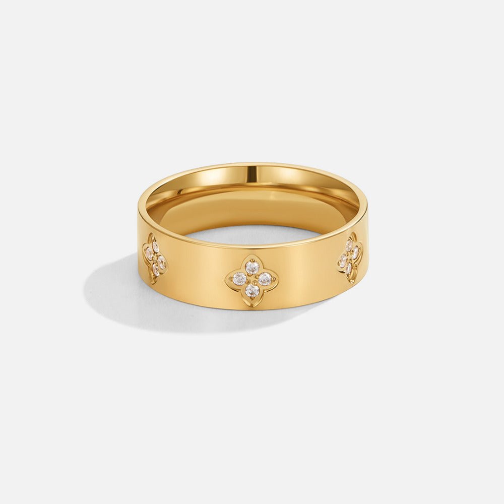Guld Krystal Kløver Ring