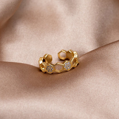 Guld & Krystal Honningkage Ring