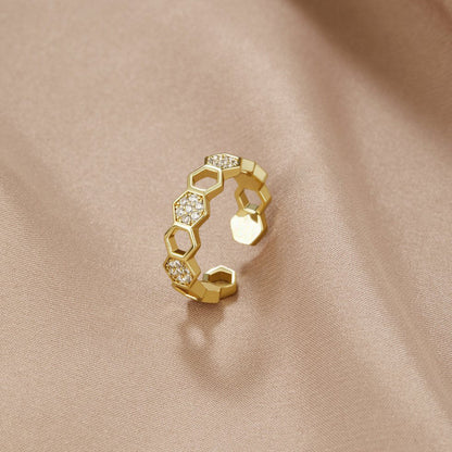 Guld & Krystal Honningkage Ring