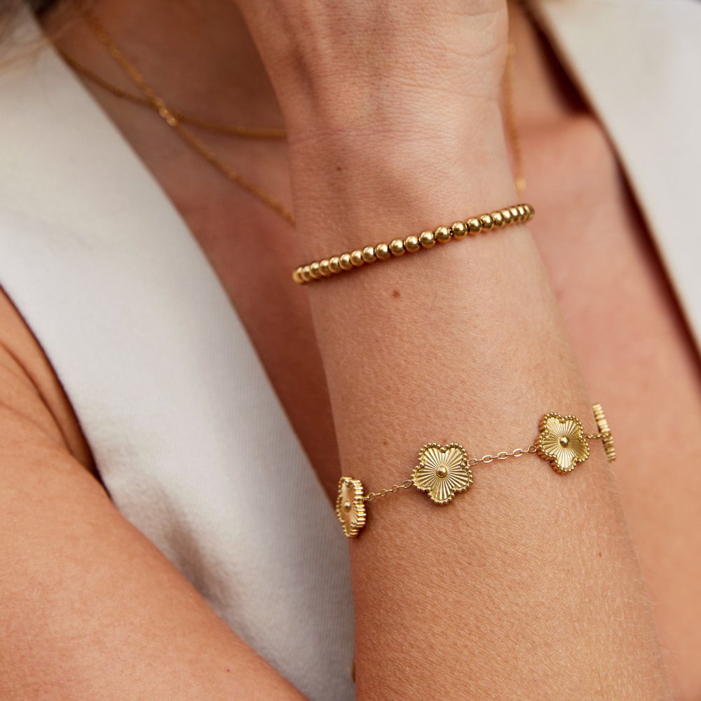 Gylden Kløver Armbånd