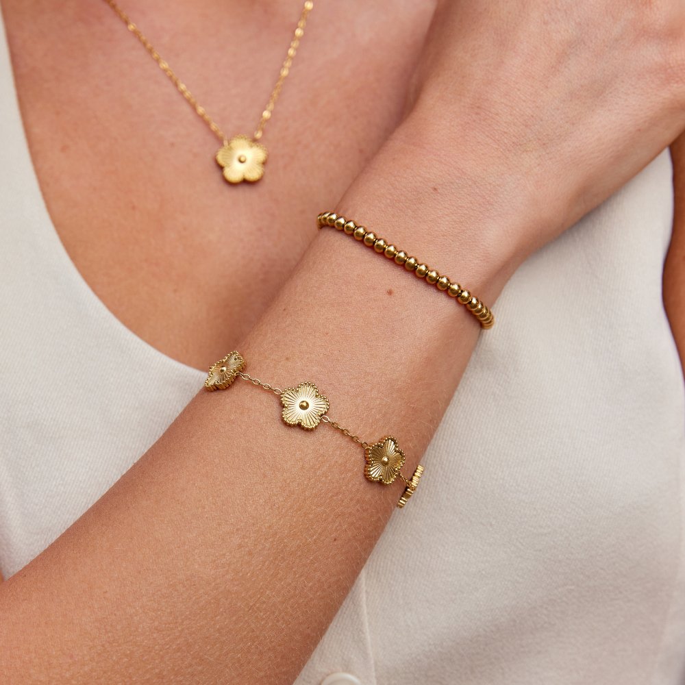Gylden Kløver Armbånd