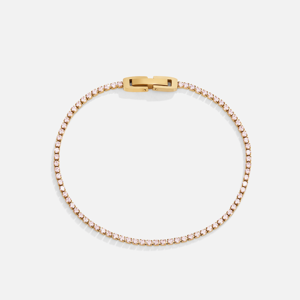 Kiera Gold Pink Crystal Armbånd