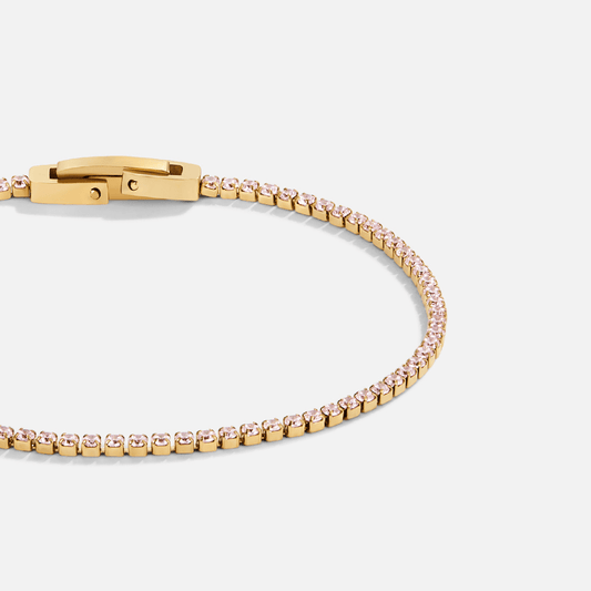 Kiera Gold Pink Crystal Armbånd