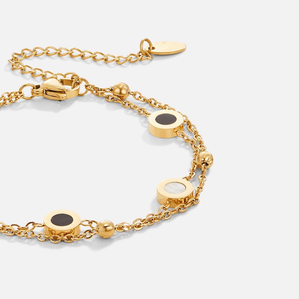 Onyx & Hvid Sten Armbånd