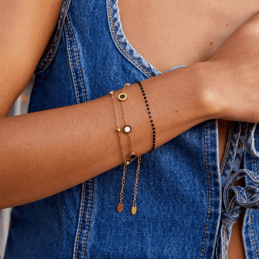 Onyx & Hvid Sten Armbånd