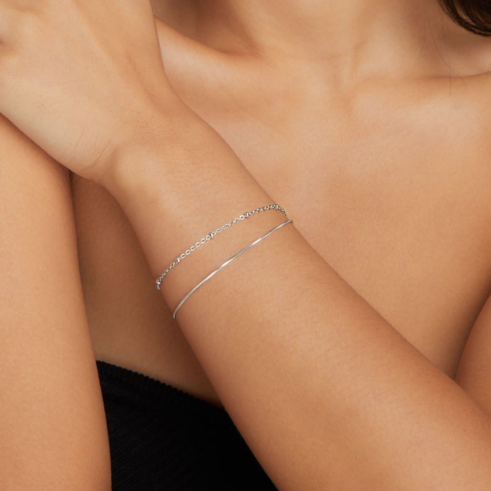 Pia Sølv Lagdelt Armbånd