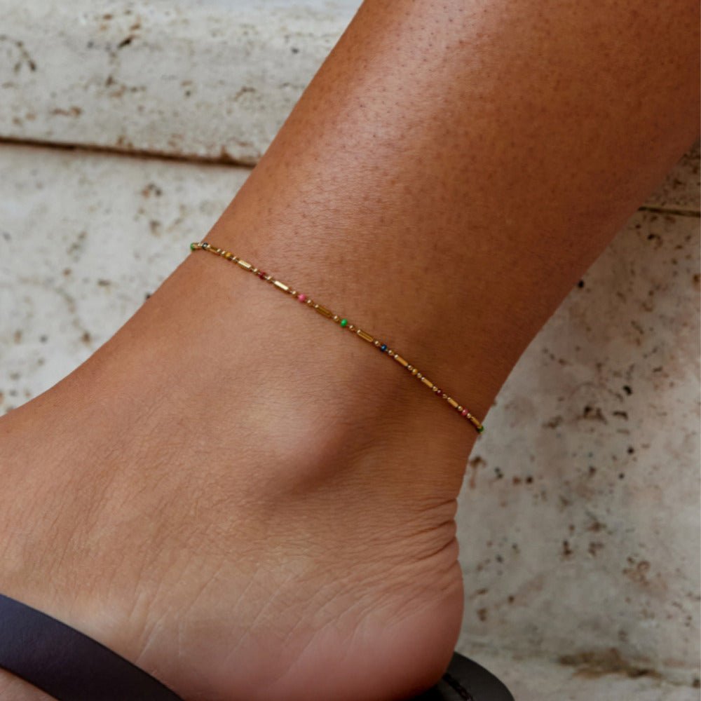Regnbue Perle Anklet