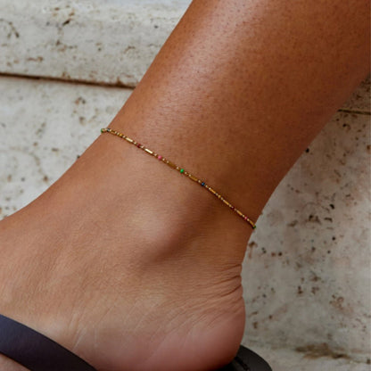 Regnbue Perle Anklet