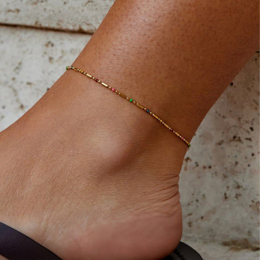 Regnbue Perle Anklet