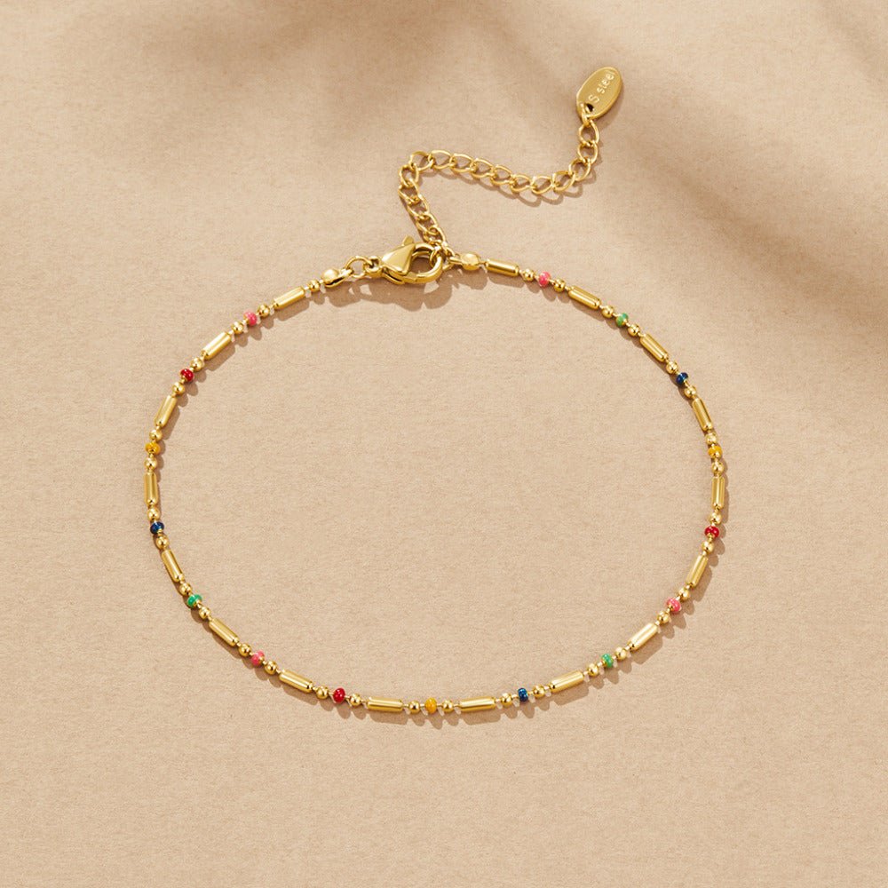 Regnbue Perle Anklet