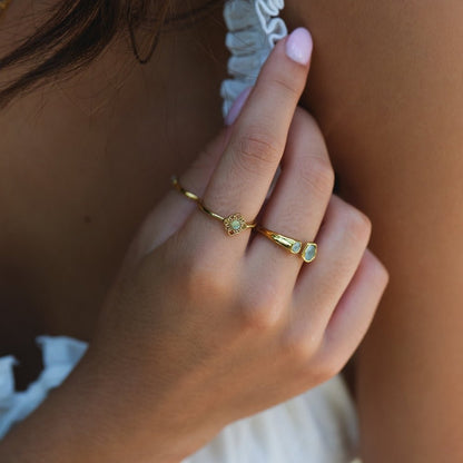 Vintage Lotus Blomst Opal Ring