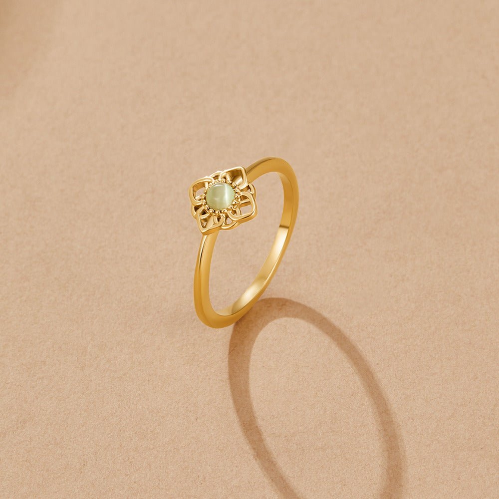 Vintage Lotus Blomst Opal Ring