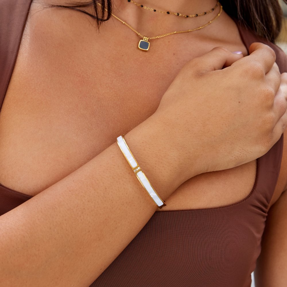Hvid Sahara Guld Armbånd
