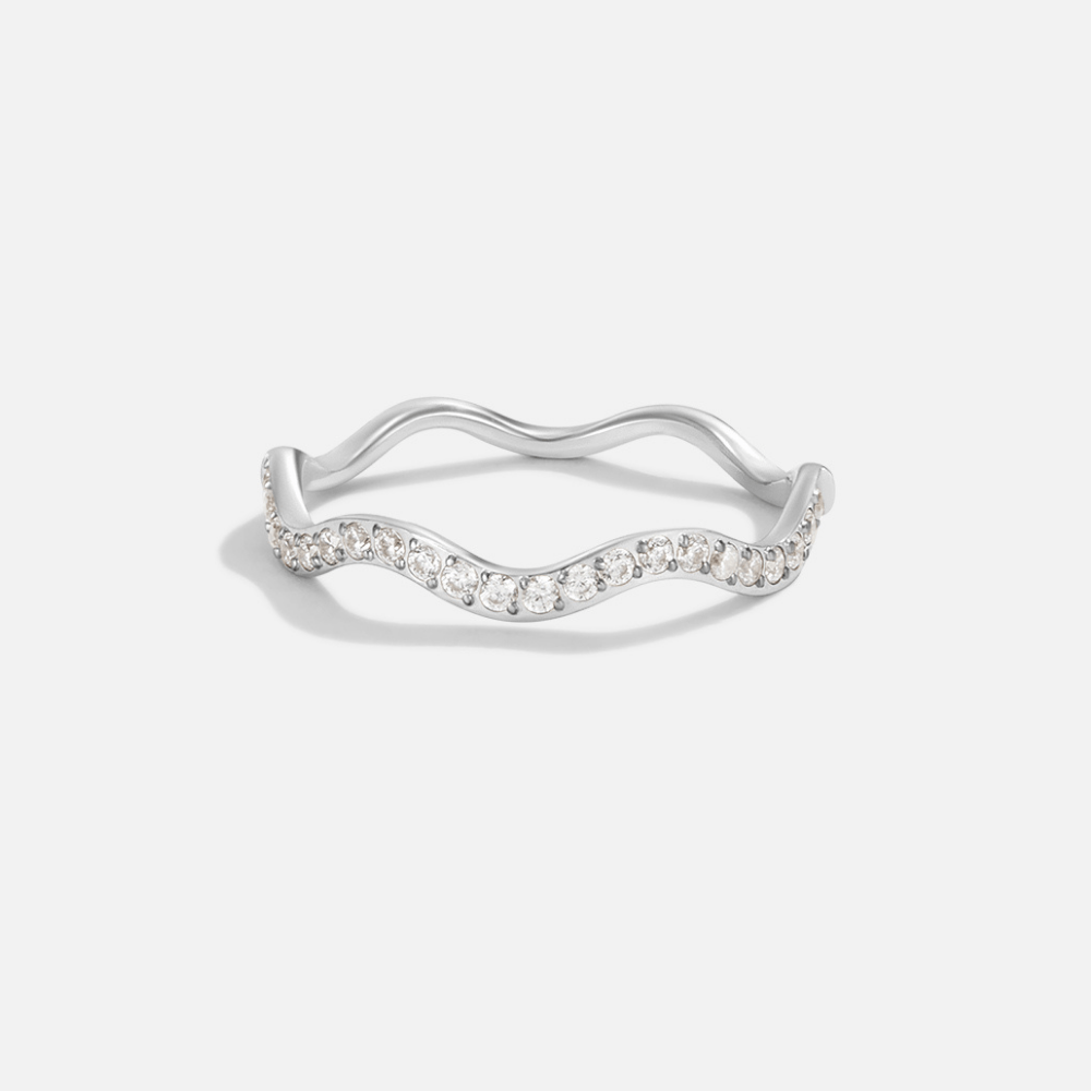 Zenya Krystal & Sølv Bølge Ring