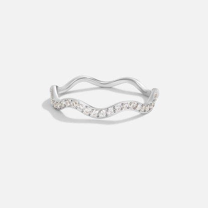 Zenya Krystal & Sølv Bølge Ring